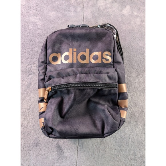 adidas Other - Adidas Insulated Lunch Bag Black Rose Gold Logo Stripe Zippered Mesh Pocket